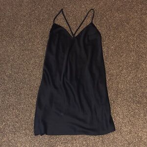Black Scoop Back Slip Dress